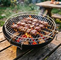 Grille de cuisson en acier inoxydable pour barbecue, ronde ou rectangulaire, pour foyer extérieur, camping et barbecue