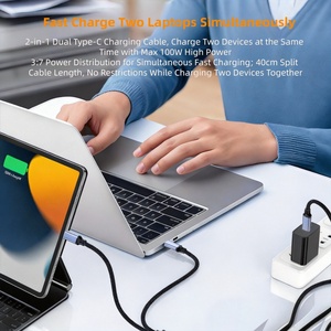 100W Hızlı Şarj 5A 20V PD Naylon Örgülü USB-C - Type-C Splitter Kablo, Alüminyum Alaşımlı Hızlı Şarj Kutusu ile - Product Image 2
