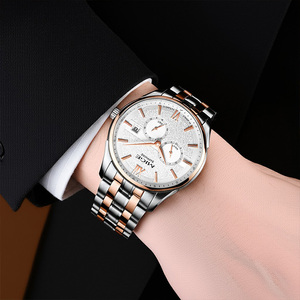 MIGE Men's Automatic Mechanical <b>Watch</b> Stainless Steel Round <b>Case</b> 38mm Sapphire Crystal Date Display Business Style - Product Image 4