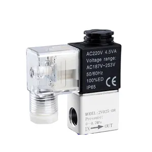 Válvula Solenoide de 2V, componente neumático serie 2V, dos posiciones, dos puertos G1/8 ''G1/4'', tamaño 12V/220V/110V/24V