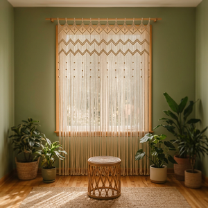 Handmade Premium Wave <b>Curtain</b> Valance Custom Design Private Label Bohemian Octagonal <b>Window</b> Home Decor Door Entry <b>Curtains</b> - Product Image 3