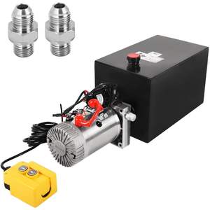 Unidad de potencia hidráulica Db de 15 cuartos de galón, 12V, de acción simple, con depósito metálico y control remoto, bomba para remolques de descarga para automóviles - Product Image 1