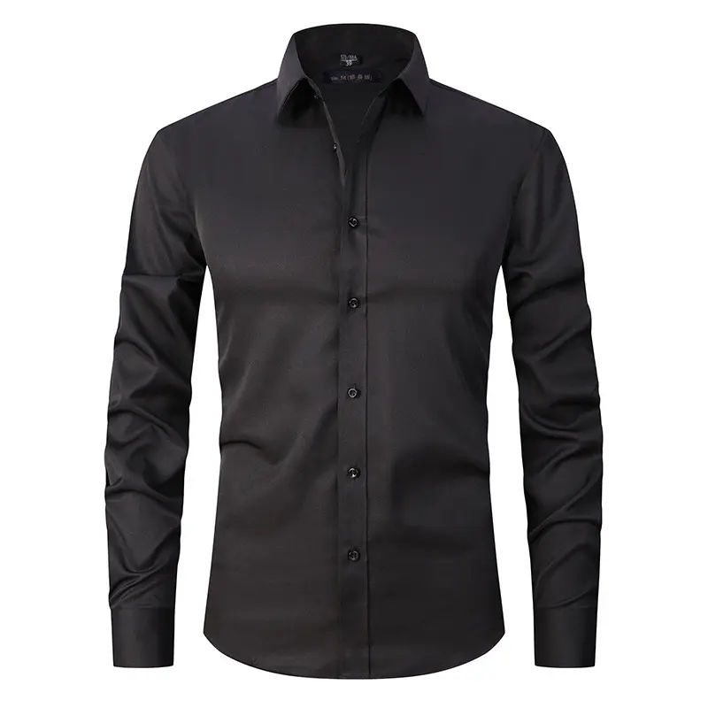 men's long-sleeved fashion handsome men top slim solid color business casual men's clothing jeans and shirts