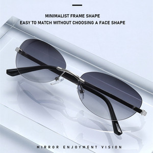 Lunettes de soleil œil-de-chat sans monture Y2K avec logo personnalisé, branches métalliques vintage 2026, protection UV400 pour hommes et femmes - Product Image 6