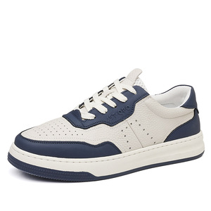 Zapatillas Deportivas de Piel Bicolor Beige y Azul Marino para Hombre, Transpirables, Antideslizantes, Casuales, para Uso Diario y de Oficina - Product Image 5