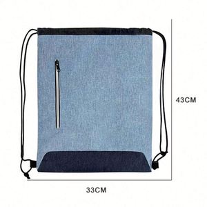 Sac à dos à cordon bicolore en mélange chiné avec fermeture éclair, personnalisable par sublimation, pour sport et gym, prix usine OEM ODM - Product Image 1