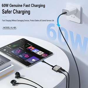 Adaptateur audio Type-C 2-en-1 de haute qualité pour <span class=keywords><strong>iPhone</strong></span> 3,5 mm Musique & Adaptateur de charge rapide 60W pour téléphones mobiles KAXINSI KJ-68 - Product Image 3
