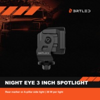 Lampu LED 20W untuk Pilar Samping, Lampu Penanda Belakang, Lampu Sorot Merah Amber, Jangkauan 251M, 12V 24V, Aluminium untuk Off Road SUV Truk 4x4
