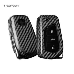 T-carbon étui de protection de <span class=keywords><strong>clé</strong></span> automatique étui de <span class=keywords><strong>clé</strong></span> de voiture en fibre de carbone adapté pour 14 ans Toyota pliant plug-in starter key caver - Product Image 6
