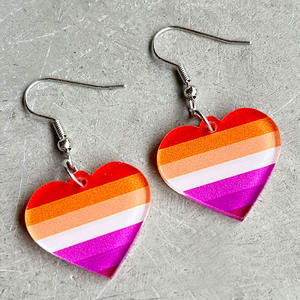 Goedkope Lgbtq Regenboog Gay Pride Oorbellen Geometrische Eenvoudige Multi-Color Hartvormige Acryl Lente Zomer Mode Oorbellen - Product Image 3