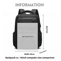 Sac à dos pour ordinateur portable 15,6 pouces, imperméable, antivol, décontracté et professionnel, avec port USB et rangements superposés, idéal pour les voyages, avec sangle de fixation aux bagages - Vente Flash