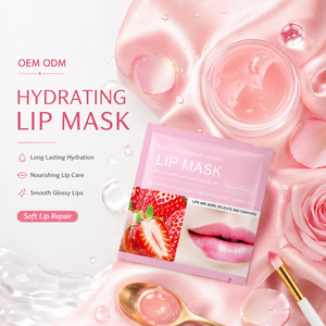 Masque Lèvres Rose Hydrogel Baume de Nuit Végétalien Éclaircissant Lissant Hydratant Thérapie Soin Brillance - Product Image 1