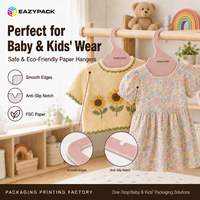 Cintres en carton rose biodégradables à double barre, mini, personnalisés, pour vêtements d'enfants et d'animaux, vente en gros pour les magasins et la maison