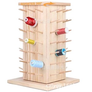 Soporte de madera para hilo de escritorio, soporte de almacenamiento giratorio de 18x15x38,4 cm para bordado, tejido, costura, organización DIY - Product Image 4
