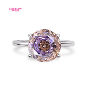 Cardermay Flower Shape Zircon Jewelry Set 925 Silver Pendant Necklace Ring Earrings Light Purple Everyday Wear - Product Image 3