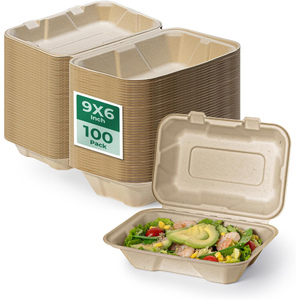 Contenedores de Alimentos Desechables Biodegradables de Bagazo de Caña de Azúcar, Aptos para Microondas y Resistentes a la Grasa, y Cajas para Llevar Comida para Camping - Product Image 1