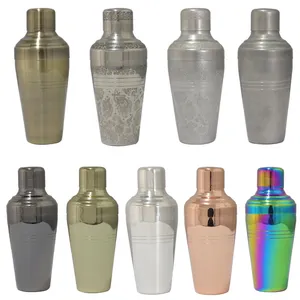 Japanese-Style 510ml Cocktail Shaker with Etching Pattern Rose Gold Plated Stainless Steel for Bartenders