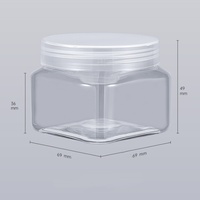 Bocaux en plastique vides pour l'emballage alimentaire, bonbons, biscuits, 150 ml, bocaux en plastique PET, couleur personnalisée avec couvercle, 150 ml, pot carré pour crème.
