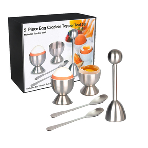 Set Regalo di Pasqua Personalizzato OEM/ODM: Portauova in Acciaio Inox e Set di Forchette per Uova Sode con Cucchiai e Supporto - Product Image 2