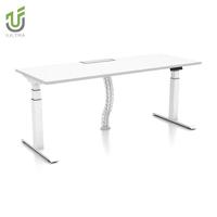 Bureau d'ordinateur électrique moderne IULTRA avec éclairage LED ambiant, hub USB, double moteur, style gaming écologique, noir, pour le travail et les loisirs