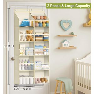 Organisateur à suspendre sur la porte, 10 poches, grande capacité, rangement suspendu pour vêtements et couches de bébé, avec poches profondes transparentes - Product Image 2