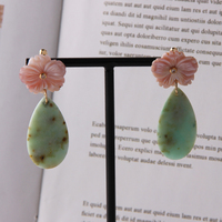 Meilleure vente boucles d'oreilles pour femmes faites à la main Style mignon Nature pierre couleurs coquille fleur dernière conception pour les amis à la mode