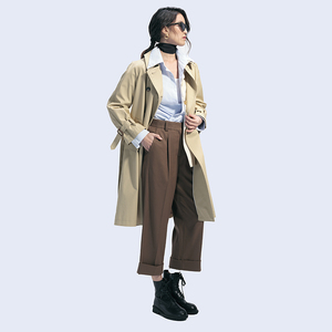 Cappotti <span class=keywords><strong>donna</strong></span> grande trench coreano di media lunghezza per le donne 2023 popolare <span class=keywords><strong>soprabito</strong></span> sopra il ginocchio britannico per la <span class=keywords><strong>primavera</strong></span> autunno - Product Image 4