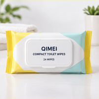 Lingettes Humides Compactes Personnalisées pour Toilettes, 24 Lingettes, Emballage Souple à Couvercle Rabattable, OEM ODM