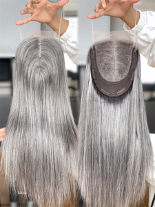 2026 Topper Lace Front 8*8 Gris Argenté, Couleur Mélangée, Densité Minimale, Style Lisse pour Femmes Âgées - Product Image 5