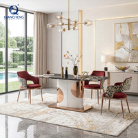 Table à manger en métal QIANCHENG avec plateau en marbre, meubles italiens de luxe, nouveau design de table à manger Taobao