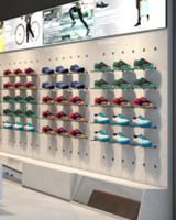 Yihe Commercial hommes Sport Boutique magasin de détail chaussures support moderne mural métal Sneaker chaussures présentoirs pour magasin de détail