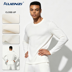Camisetas Kuenzi de Manga Larga para Hombre, Cuello Redondo, 20% Lana <span class=keywords><strong>Merino</strong></span>, 77% Lyocell, 3% Spandex, 220GSM, Transpirables y Suaves - Product Image 1
