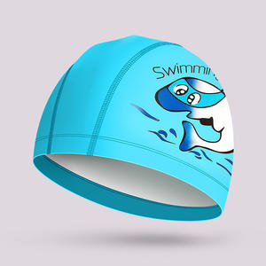 Imprimé personnalisé imperméable à l'eau protéger les oreilles cheveux longs garçon fille PU enfants sport chapeau de bain drôle bonnet de bain pour les enfants - Product Image 5