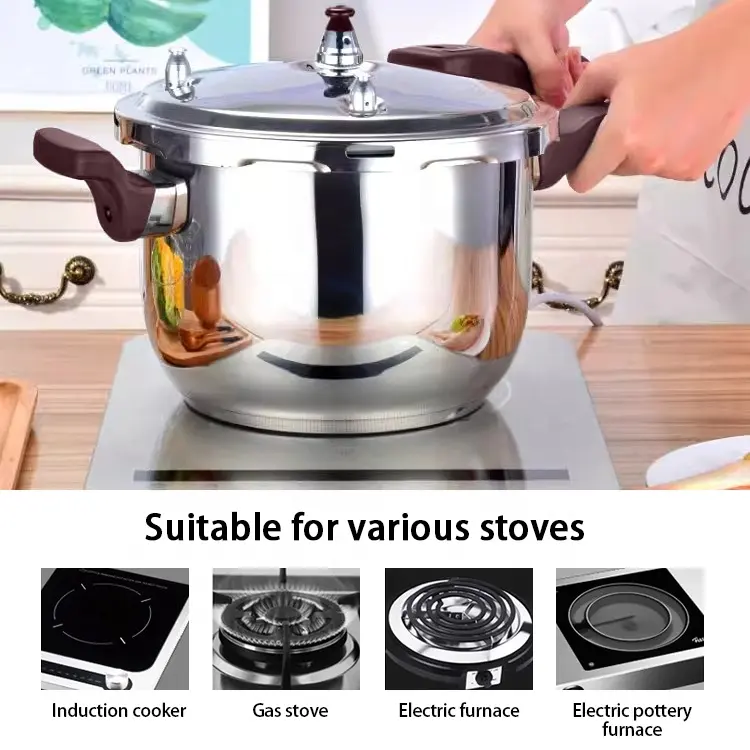 New Arrival 6L Kitchen Cookware Cooking Pots Gas Cooker Stainless Steel High Pressure Cooker With Steamer