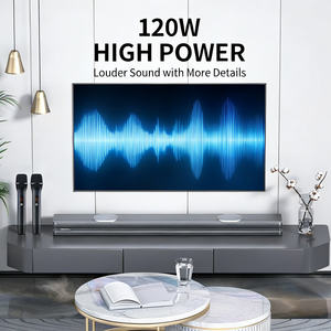 Barre <span class=keywords><strong>de</strong></span> son TV tout-en-un 120W avec deux caissons <span class=keywords><strong>de</strong></span> basses intégrés, microphone sans fil, système <span class=keywords><strong>de</strong></span> cinéma maison pour karaoké - Product Image 4