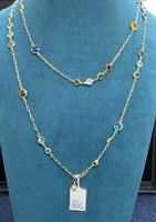 Collier pendentif en argent 925 plaqué or avec pierres précieuses colorées, style bohème, accessoires quotidiens à la mode pour femmes, vente en gros