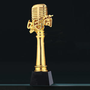 Trofeo della competizione di canto microfono di musica microfono d'oro per bambini buona voce host discorso recitazione nota metal - Product Image 5