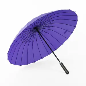최고 품질 아마존 핫 세일 25 인치 24 갈비 큰 크기 수동 오픈 슈퍼 방풍 프레임 우산