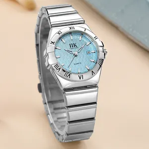 Stilvolle IIK Marke GB990L Dame-Armbanduhr blau rosa weiß schwarz wasserdichte Quarz-Edelstahluhr für Damen