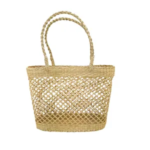 Eco Vriendelijke Morocan Straw Winkelen Bali Vintage Open Hot Trend Lady Fashion Tote Handtas Schouder Vietnam Zeegras Strandtas