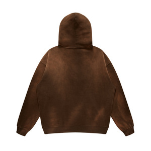 H5538 Streetwear Style Wholesale Custom Heavyweight Solid Color Vintage Acid Washed Zip up Hoodies Oversized Hoodies - Product Image 6