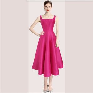 Robe rétro de couleur unie de style français Hepburn - Product Image 5