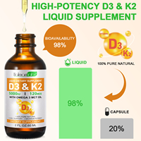 Gouttes de vitamine D3 K2 en marque propre, absorption rapide, suppléments liquides oraux de vitamine K2 D3 avec huile MCT pour la défense immunitaire
