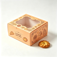 Boîte en carton kraft en gros avec couvercle rabattable et fenêtre festonnée, qualité alimentaire, pour biscuits, idéale pour le thé de l'après-midi et les cadeaux