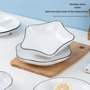 Plats de <span class=keywords><strong>petit</strong></span>-déjeuner modernes <span class=keywords><strong>en</strong></span> céramique de style japonais Assiettes de fruits et de boulettes au design de luxe pour usage domestique <span class=keywords><strong>Service</strong></span> hôtelier pour les fêtes - Product Image 5