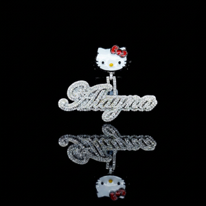 Colgante de Letra Personalizado de Moissanita, Amuleto de Cabeza de Gato de Plata, Joyería con Nombre de Diamantes de Imitación, Regalo Lindo Unisex para Fiesta, Chapado en Oro - Product Image 1