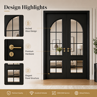 Porte en verre française moderne avec un design élégant, porte intérieure personnalisée, porte en bois de qualité supérieure, fournisseur de projets OEM ODM