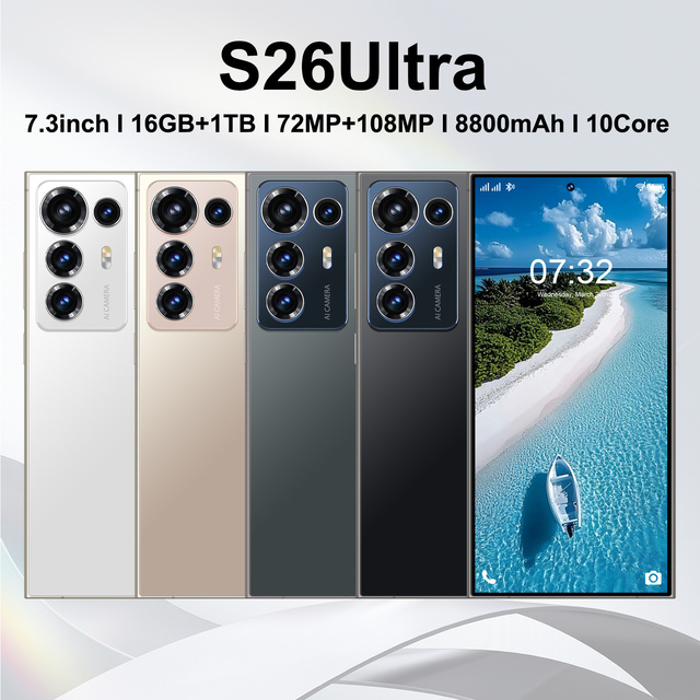 S26 Ultra 5G Unlocked Phone 10Core High Performance 72MP+108MP Camera 8800mAh Smartphone for Gaming