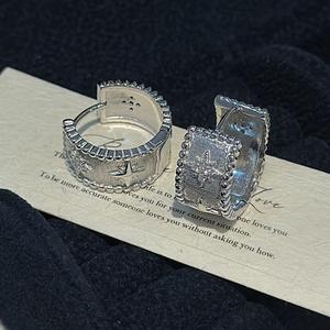 Boucles d'oreilles en argent pur S925, étoile hexagonale, design de niche, simples et élégantes, boucles d'oreilles carrées vintage, matériau or blanc - Product Image 4