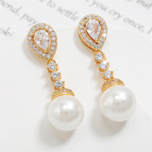 RAKOL EP5824 Women <b>Long</b> Water Drop Gold Plated Zircon <b>Earrings</b> - Product Image 2